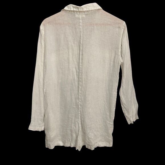 Mikoh White Linen Lightweight Button Up Long Sleeve Shorts Jumpsuit Size S FLAW - Picture 2 of 8